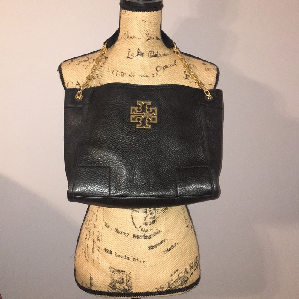 Tory Burch black leather with gold straps